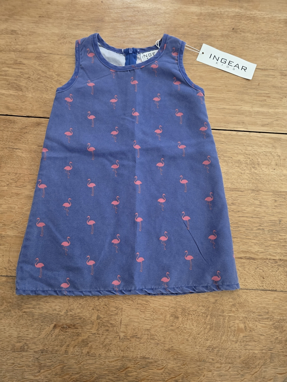 INGEAR‎ Kids Blue Dress with Pink Flamingo Print